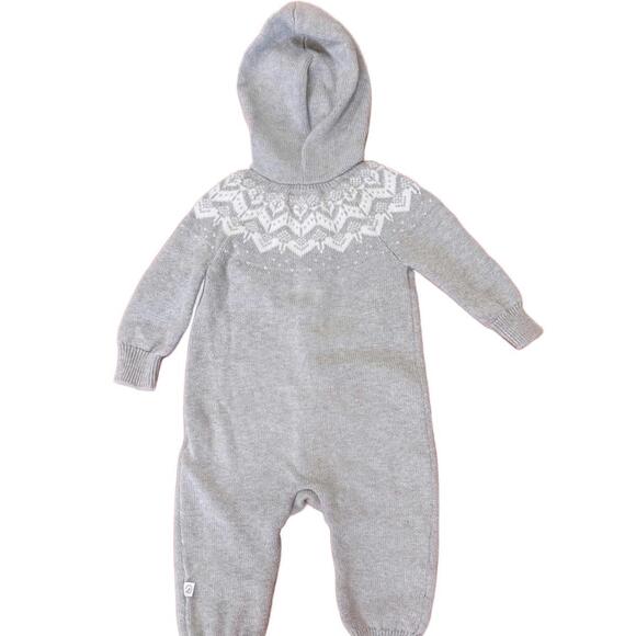 Little Planet Organic Cotton Gray Fair Isle Sweater Body Suit 6m - Picture 2 of 5